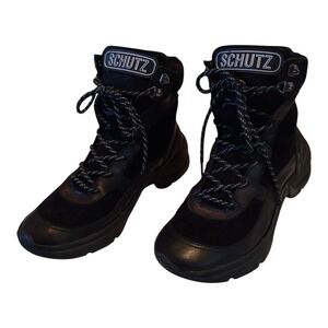 Schutz Women's 8B High‎ Top Sneakers Chunky Combat Lace Up Leather Suede Shoes